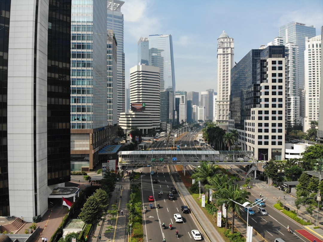 Panorama kota Jakarta di senja hari